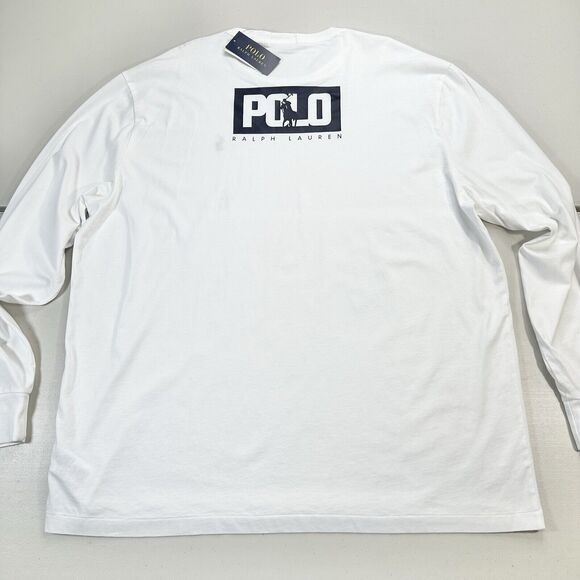Polo Ralph Lauren Other - Polo Ralph Lauren Box Logo Jersey T-Shirt Mens XL White Classic-Fit Long Sleeve